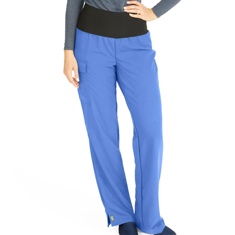 ComfortEase Women's Modern Fit Cargo Scrub Pants Size L Regular Ceil Blue